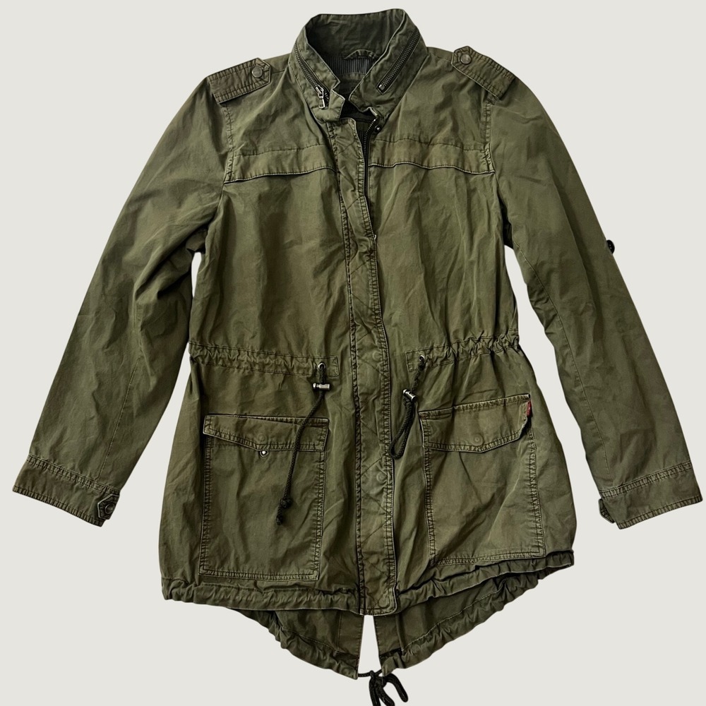 Levi Field Jacket Olive Green Utility Drawstring Fishtail Hem Size M